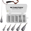 THKFISH Fishing Weights Sinkers Set, 28PCS Fishing Sinker Drop Shot Weights Kit,Drop Shot Rig Wacky Hooks for Saltwater Freshwater Bass Fishing - size: B-28pcs-Waterdrop Shape