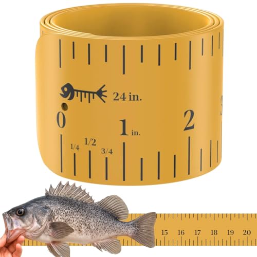 Roll-up & Slap-on Premium Fishing Tape Measure - Easy-to-Read Catch and Release Fish Measuring Device for Boat & Kayak Accessories - Compact & Extendable Fish Ruler (Gold - 24" Inches) - color: Gold