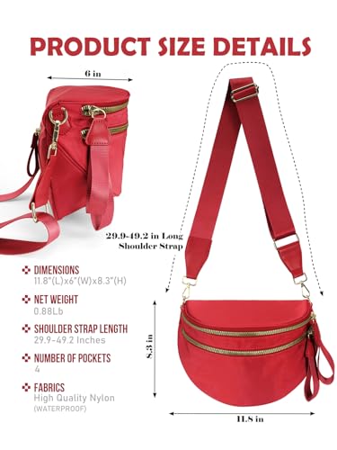 Pure Colour Crossbody Bag Bum Bag for Women,Spacious Purse Fanny Packs Belt Bag,Oversized Bum Bag (Colour Bum Bag-Red) - color: Colour Bum Bag-Red