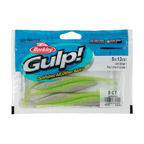 Berkley Gulp! Saltwater Jerk Shad Fishing Soft Bait - color: Key Lime Chrome, size: 5"