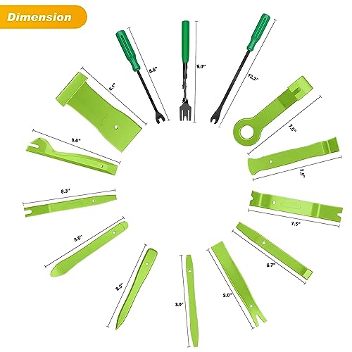 GOOACC 40Pcs Trim Removal Tool,Auto Terminal Removal Key Tool,Auto Clip Pliers Stereo Removal Tools,Car Upholstery Repair Removal Kit,Precision Hook and Pick Set,Wiring Threader,Car Film Scrape-Green - color: Green