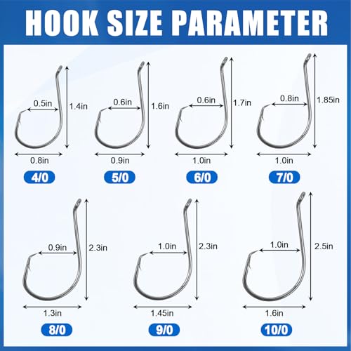 Circle Hooks Saltwater Catfish Fishing Hooks,50/100pcs Octopus Offset Sport Circle Fish Hooks for Catfish Rigs Bass Fishing Saltwater Freshwater Hook Size:8#-10/0 - size: 50pcs_7/0