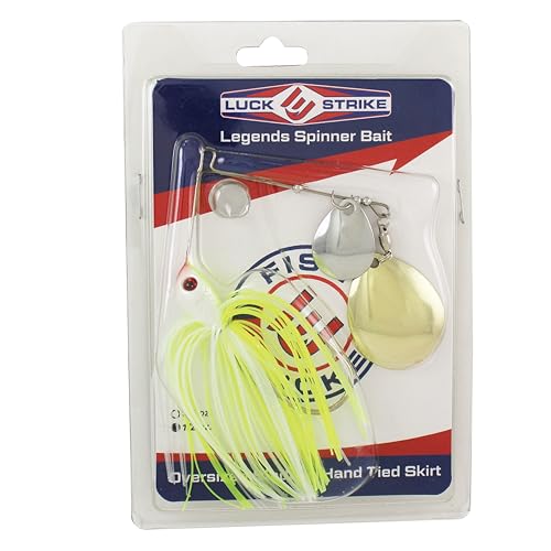 Luck E Strike Jimmy Houston Legends Spinner Bait with Colorado Blades (1/2 Ounce Spinnerbait) 5/0 Hook - color: Chartreuse / White