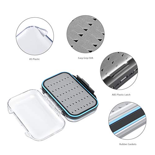 Gonex Fly Boxes for Fly Fishing Jig Boxes Two-Sided Waterproof Lightweight Fly Fishing Box Easy Grip Transparent Lid Fly Fishing Lures Box Sizes A+B+C, Grey - color: Grey, Black, Transparent, size: SizeA+SizeB+SizeC