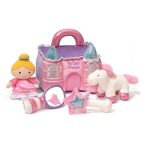 Baby GUND Play Soft Collection, Princess Castle 5-Piece Plush Playset with Rattle, Squeaker and Crinkle Plush Toys, Sensory Toy for Babies and Newborns, 7” - style: Princess Castle