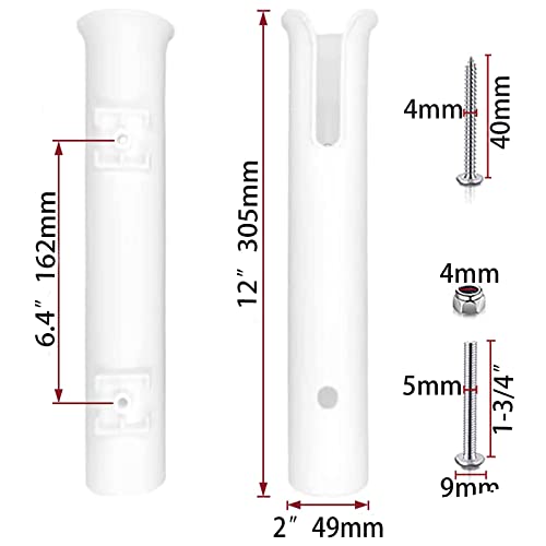 ISURE MARINE Fishing Rod Holder Bracket Wall Mounted Boat Side Mount Tool Holder Tube Links with Screws 2/3/4/6 Pole Tube (White/Black) - color: 4-Pole White