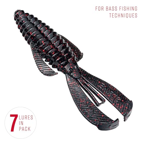Strike King Rage Bug Fishing Lure, Soft Plastic Grub, Unique Design, Subtle Action - color: Black Neon, size: 4"