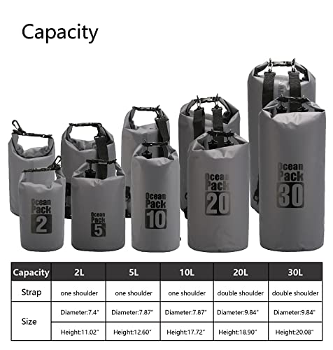 Dry Sack/Waterproof Bag for Boating, Kayaking, Hiking, Snowboarding, Camping, Rafting, Fishing and Backpacking (white, 10L), BO-BAGS-001