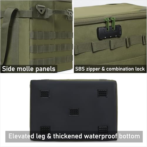 Tactical Camping Storage Bag - 38L Utility Tote Bag Organizer with Combination Lock and Shoulder Strap - color: Army Green, size: 38L