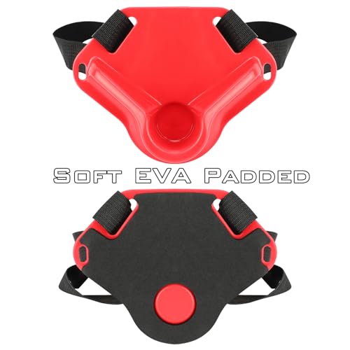 SANLIKE 2PCS Adjustable Fishing Fighting Belt ABS Rod Waist Support Tackle | Soft EVA cushion eases belly pressure, quick adjust waist strap, deep rod slot, bonus metal clip for small tackle storage - color: Red Fishing Belt & Hook Remover