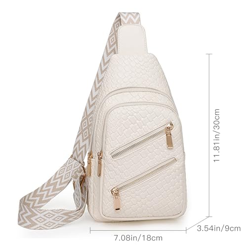 SENDEFN Small Sling Bag Crossbody Bags for Women Vegan Leather Cell Phone Cross Body Purse Fanny Packs Chest Bag for Women - color: B-white