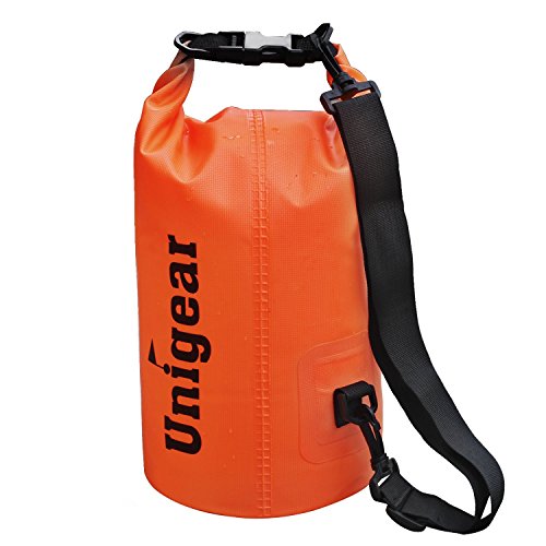 Unigear Dry Bag Waterproof, 2L/5L/10L/20L/30L/40L Floating and Lightweight Bags for Kayaking, Boating, Fishing, Swimming and Camping with Waterproof Phone Case - color: Orange, size: 2L