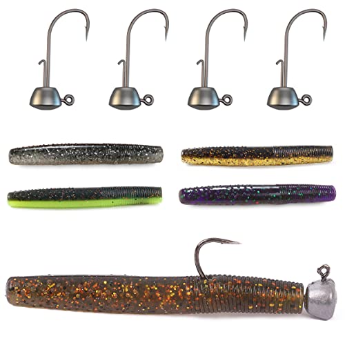 Ned Rig Baits Kit,TRD Soft Plastic Worms or Crawfish for Bass Fishing - color: Worm Kit