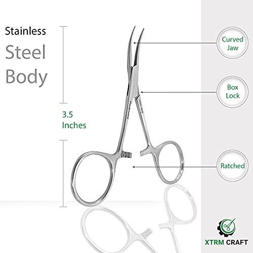 Mosquito Hemostat Locking Forceps 3.5 Inches, Curved Stainless Steel - Multipurpose Ideal Hemostats for Nurses, Fishing Forceps, Crafts and Hobby - size: 3.5", style: Curved