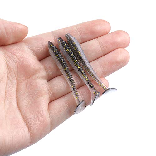 Paddle Tail Swimbaits 100/80/50PCS, 5/4/3/2 inch Soft Fishing Lures Bulk Pack – Durable Lifelike Action Lures for Bass, Trout, Crappie – Freshwater & Saltwater Fishing Gifts - color: Black-Gold, size: 2in, 100pcs