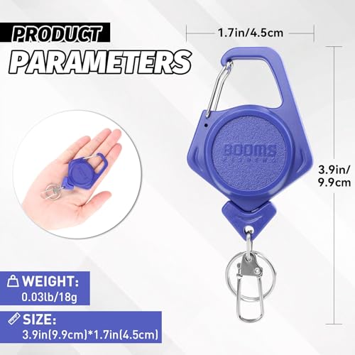 Booms Fishing Zinger Retractor 3pack: Fly Fishing Retractor with 27.5" Retractable Lanyard - 4oz Retractable Keychain for Key Nippers Scissors Forceps, Fly Fishing Accessories, XW80 - color: Blue