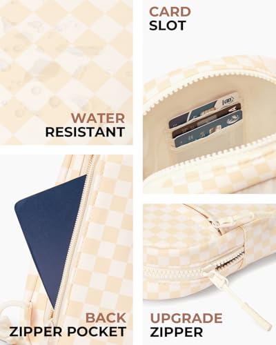 CHOLISS Small Sling Bag for Women and Men, Crossbody Bags Trendy Fanny Packs Chest Bag with Extended Strap - color: A13 Ivory Checkerboard