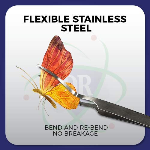 Entomology Forceps Set, One Long Points and One Short Broad Points Forcpes. Ideal for a delegate entomology work. Superlight flexible stainless-steel, construction. Set of 2.