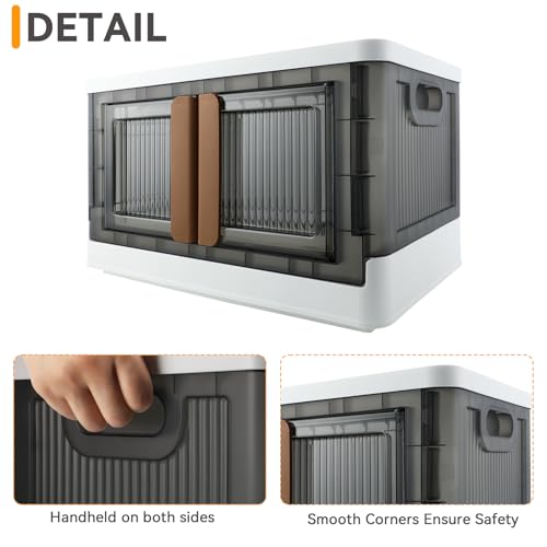 Storage Box, Cabinet with Lids, 8.4 Gallon (32L) Capacity, With Double Door and Lock, Foldable, Plastic, Underbed or Countertop Use, Home Organizer - color: White,Gray, size: 8.4 Gal (32L)