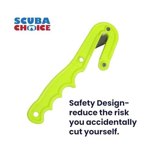 Scuba Choice Diving Line Cutter – 8" Safety Design, Firm Grip Handle, 2 Extra Blades, Waterproof, Compact Tool for Fishing, Spearfishing, Underwater Emergencies