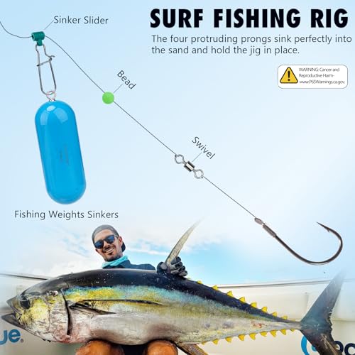 THKFISH Lead Free Fishing Weights Sinkers, 80g-300g Coated Drop Surf Fishing Weight, Cylindrical Deep Drop Fishing sinkers, Catfish Sinkers for Saltwater Freshwater Fishing