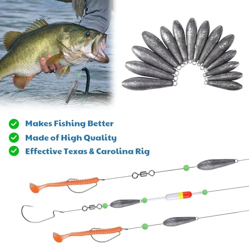 19/21/42 Piece Snap Weight Kit Trolling System Include Trolling Weights Red Clips Bullet/Fish Shape Fishing Weights for Walleye Saltwater Freshwater Fishing