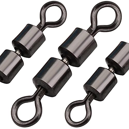 Fishing Accessories, Double Barrel Swivels, Twice Speed Rolling Swivel Black Nickel Stainless Steel Terminal Tackle Bass Fly Fishing Gear, Connect Fishing Line Hooks (30 Pcs Test 75-130 Pound)