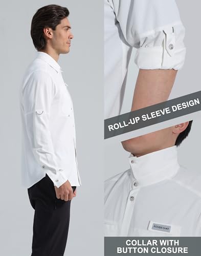 Pioneer Camp Men's Sun Protection Fishing Shirts UPF50+ Long Sleeve UV Quick Dry Cooling Shirts for Travel Camping Hiking - color: White, size: Small