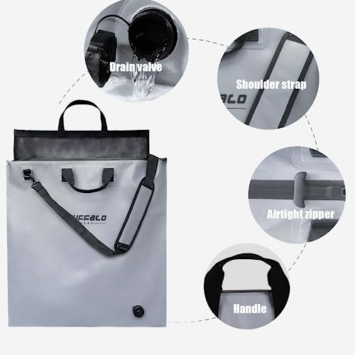 Buffalo Gear Fish Tournament Weigh in Bag for Bass Fishing, Heavy Duty Fish Bag for Caught Fish Waterproof,Leakproof,Puncture Resistant - color: Grey-25×23in