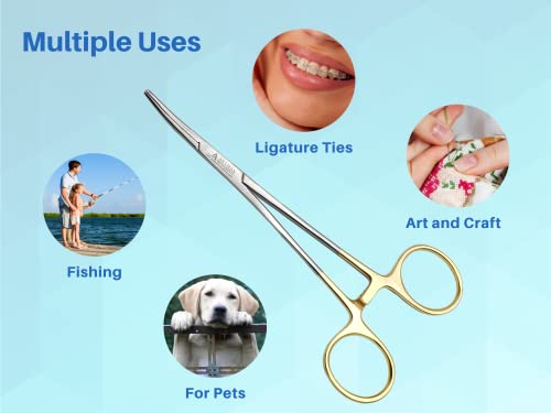 ARTMAN INSTRUMENTS Artery Forceps 6" Curved | Hemostats for Nurses, Surgical, Medical, Fishing, Hobby, and Craft Use | Gold-Plated Handle | Precision Locking Clamp Tool