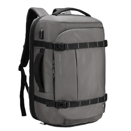 Swissdigital Design Travel Backpack 40L,TSA Friendly Flight Approved Carry-on Hand Luggage,with USB Charging Port Large Weekender Bag Fits 17 Inch Laptop Backpack Grey | SD1756-02 - color: Grey