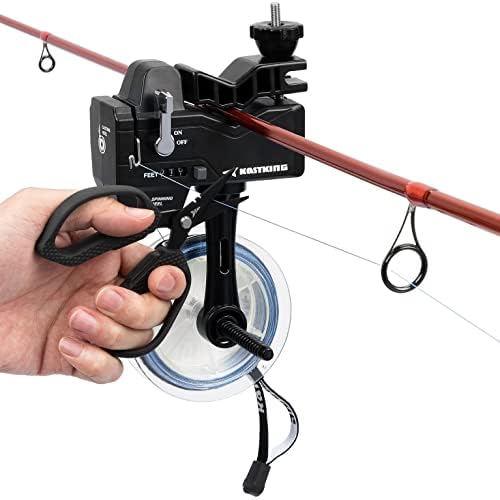 KastKing Kalibrate Fishing Line Spooler & 5’’ Braid Scissors - W/Line Counter, Patented Accessories, Portable, Compact, for Spinning & Casting Reels - No Line Twist, Fishing Gears Gifts for Men - style: Patented Line Spooler & Scissor - Black