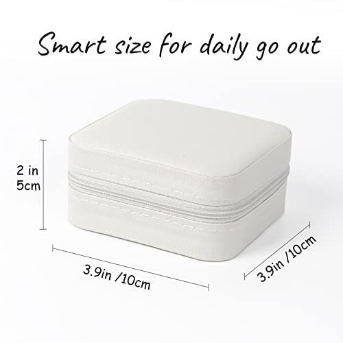 MFXIP Travel Jewelry Case Small Jewelry Box Jewelry Organizer Storage Case Portable PU Leather Mini Jewelry Travel Case for Girls Womens Earring, Necklace, Rings,Bracelets - color: Black Pink White