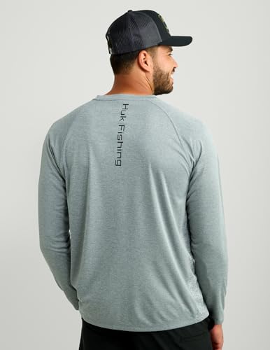 HUK Men's Pursuit Vented Long Sleeve Fishing Shirt (+30 UPF) - color: Night Owl Heather, size: Small