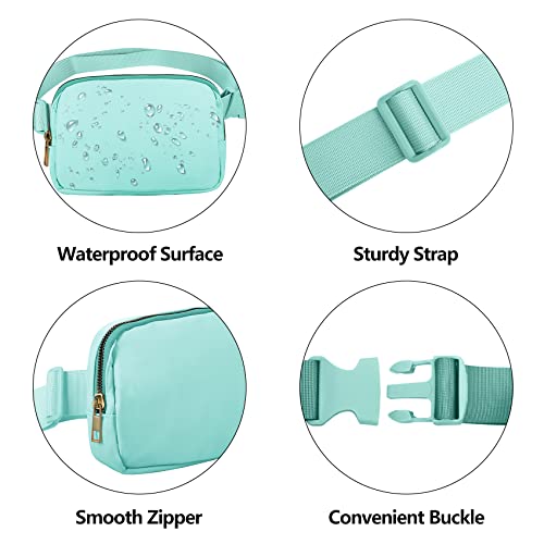 VOROLO Fanny Pack For Women And Men Crossbody Bag Belt Bag | Adjustable Strap Graduation Gifts Lightweight Travel Running - color: Black+Light Green