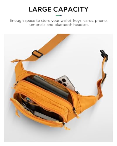 WATERFLY Fanny Pack Waist Packs: Large Crossbody Fanny Packs for Women Men with 5 Zipper Pockets Adjustable Strap Waist Bags Hip Pack for Traveling Cycling Running Hiking-Tan - color: Tan