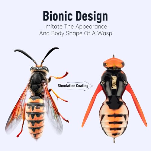 Kingdom Wasp Craw Bait Insect Bionic Floating Fishing Lures Swimbaits Hard Artificial Baits Lure for Freshwater and Saltwater Bass Carp Pike Walleye Fishing ABS Material Carbon Steel Three Book Hook - color: 03, size: 4.2g