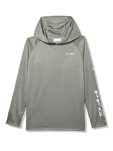 Columbia boys Pfg Terminal Tackle Hoodie - color: Charcoal Heather/Cool Grey Logo, size: Small