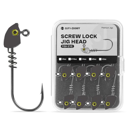 15-Pack Screw Lock Swimbait Jig Heads – 3D Chartreuse Eyes 1/8 3/16 1/4 3/8 1/2 oz, 3/0 & 4/0 Fishing Hooks - color: Black, size: 1/2oz - 15Pack