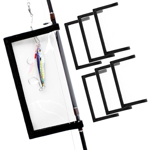 6PCS Fishing Lure Wraps Hook Safety Cover, Clear PVC Lure Protector for Treble Hooks, Bait Storage, Tangle‑Free Safe Fishing + Rod Tip Protector, Saltwater Safe (M x 6)