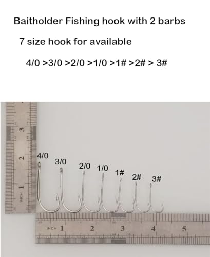 50-100pcs/pack Bait Holder Hooks Barbed Long Shank Hooks with 2 Barbs Fishing Hook - size: 1/0-50pcs