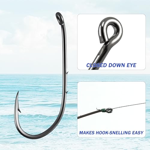 Dr.Fish 100 Pack Baitholder Hooks Freshwater Fishing Hooks, Down Eye, Offset, Walleye/Trout/Crappie/Panfish/Bluegill Saltwater Fishing - size: #8-100 Pack