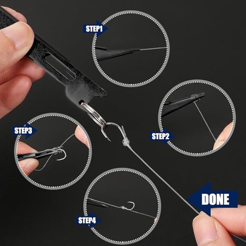 Deekin 3 Pcs Fishing Line Knot Quick Tie Fishing Knot Tying Tool Fly Nail Knot Tool Fly Angler Accessories Fly Tying Equipment for Hooks Lures Lines Men - color: Black