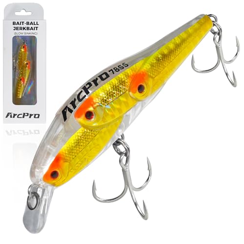 Fishing Lures Minnow Fishing Jerkbait Hard Bait, Noisy Wiggling and Vibrating Actions for More Bites, Deep Diving Swimbait Hard JerkBaits for Bass Pike Trout Walleye Freshwater Saltwater - color: Plecoglossus Altivelis