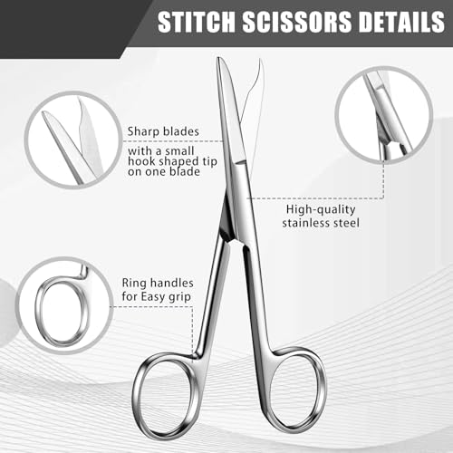 BBTO Hemostat Curved and Straight Hemostat Forceps Piercing Pliers Forceps, Stainless Steel Straight and Curved Pliers, Fishing Tweezer(Silver,4 Pcs) - color: Silver