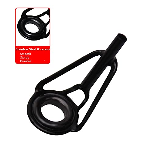 8pcs Fishing Rod Tip Repair Kit Rod Top Tips Replacement Fishing Rod Tips Stainless Steel Ceramic Ring Guide Tips - color: Black Large Fishing Rod Tips