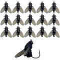 40pcs/Set Black Bionic Fly Fishing Bait Hooks Dry Soft Artificial Flies Fly Fishing Lures Flies Spinner Swim Baits Fly Fishing Hook Lures Trout Jigs Swimbaits Size:15mm