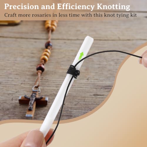 2 Pack Rosary Cord Knotting Tool, #7#9 and #36 Dual Head Twine Knotting Tool, Rosary Making Supplies, Beads Tying Kit, Beading Cord Kit for Jewelry, Fishing Hook, Bracelet(White) - color: White