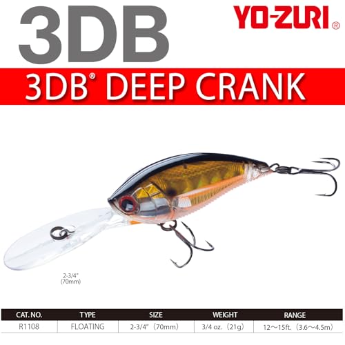 Yo-Zuri 3DB Deep Crank Floating Diver Lure, Pearl Chartreuse Lime, 2-3/4-Inch - color: Prism Fire Tiger