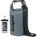 Unigear Dry Bag Waterproof, 2L/5L/10L/20L/30L/40L Floating and Lightweight Bags for Kayaking, Boating, Fishing, Swimming and Camping with Waterproof Phone Case - color: Gray, size: 2L